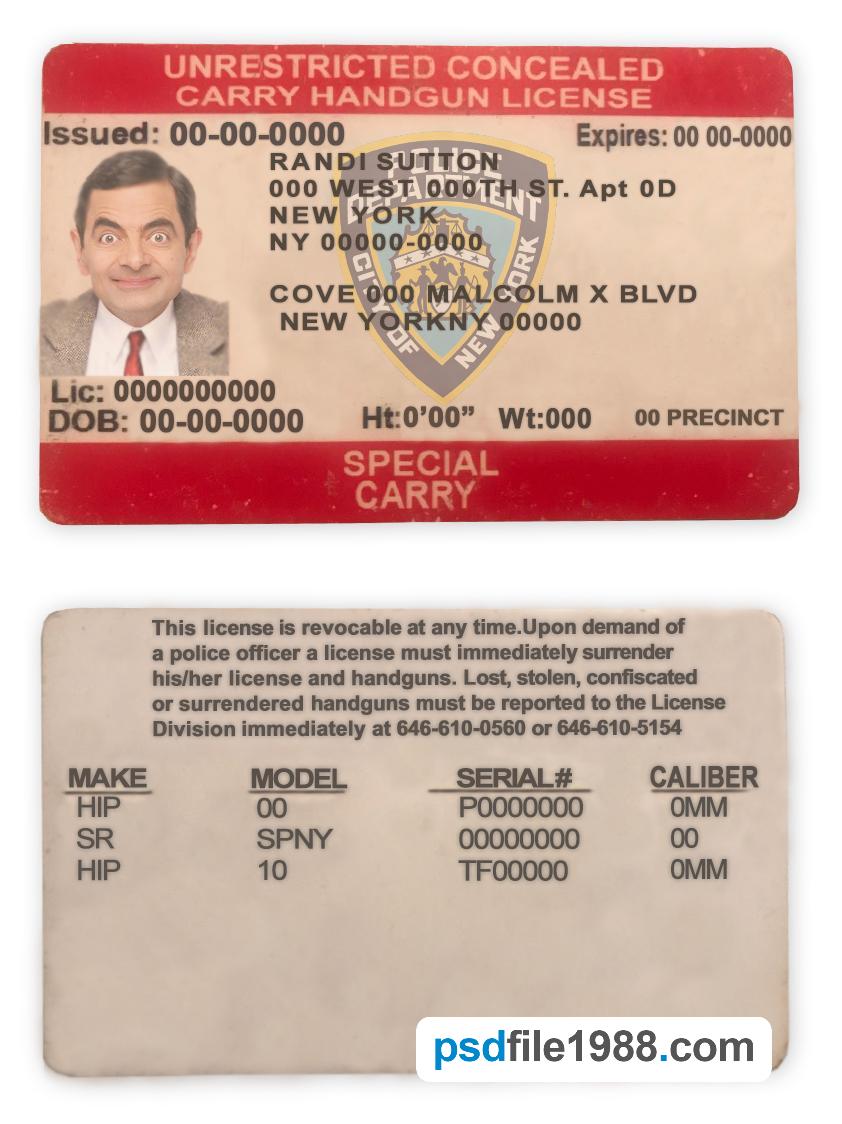 USA New York Unrestricted Concealed Carry License